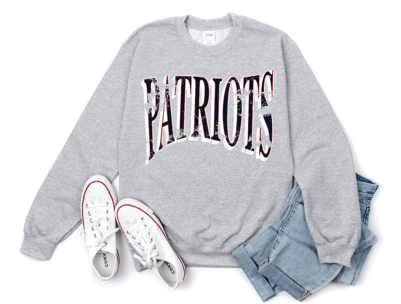 Patriots Wavy Distressed Tee/Sweatshirt