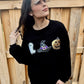 Black Sequin Halloween Corded Crew