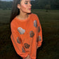 Orange Glitter Ghost Corded Crew