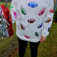 Multicolor Sequin Football Patch Corded Crews
