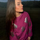 Magenta Glitter Ghost Corded Crew