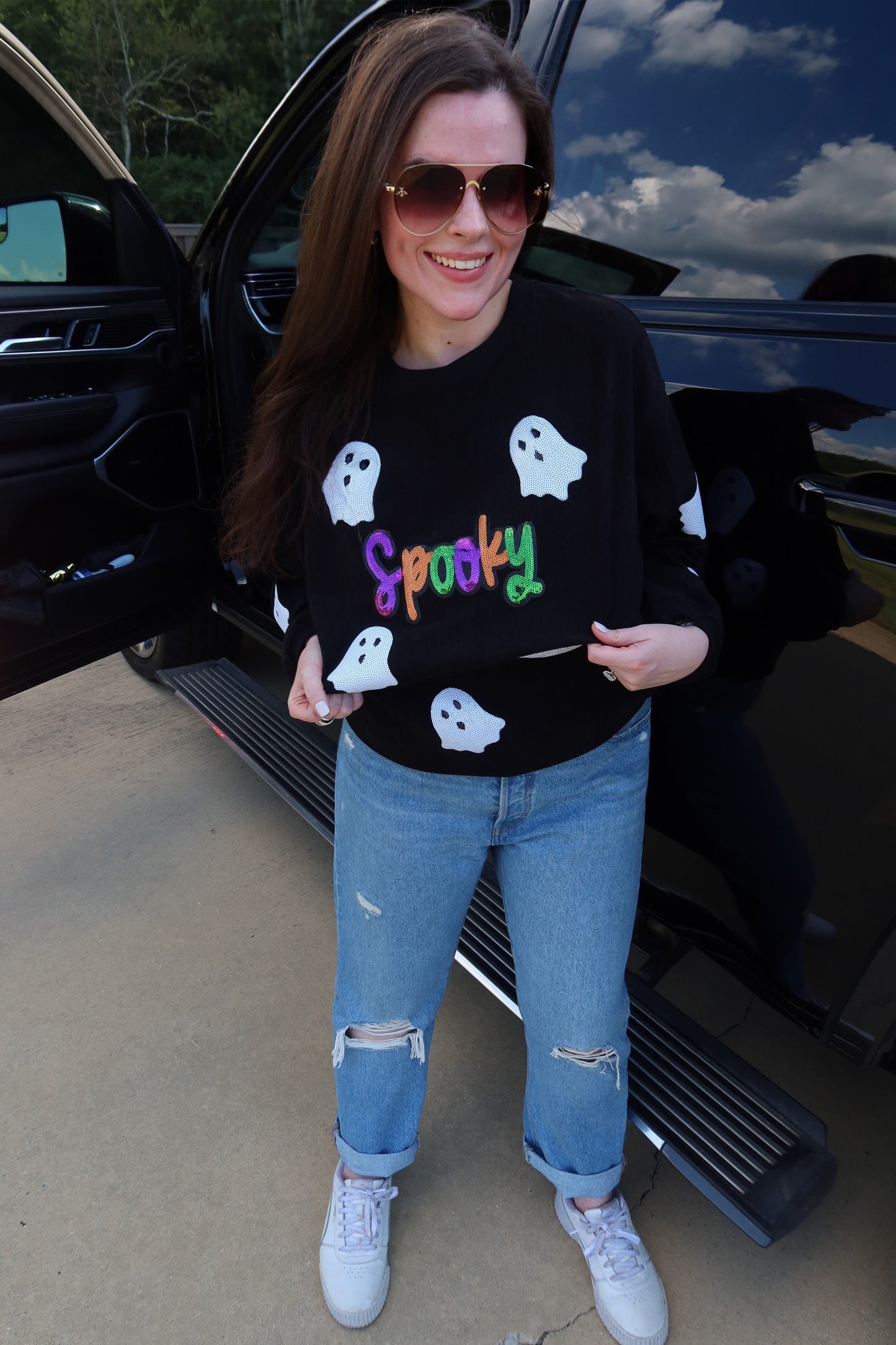 Spooky Sequin Corded Crew