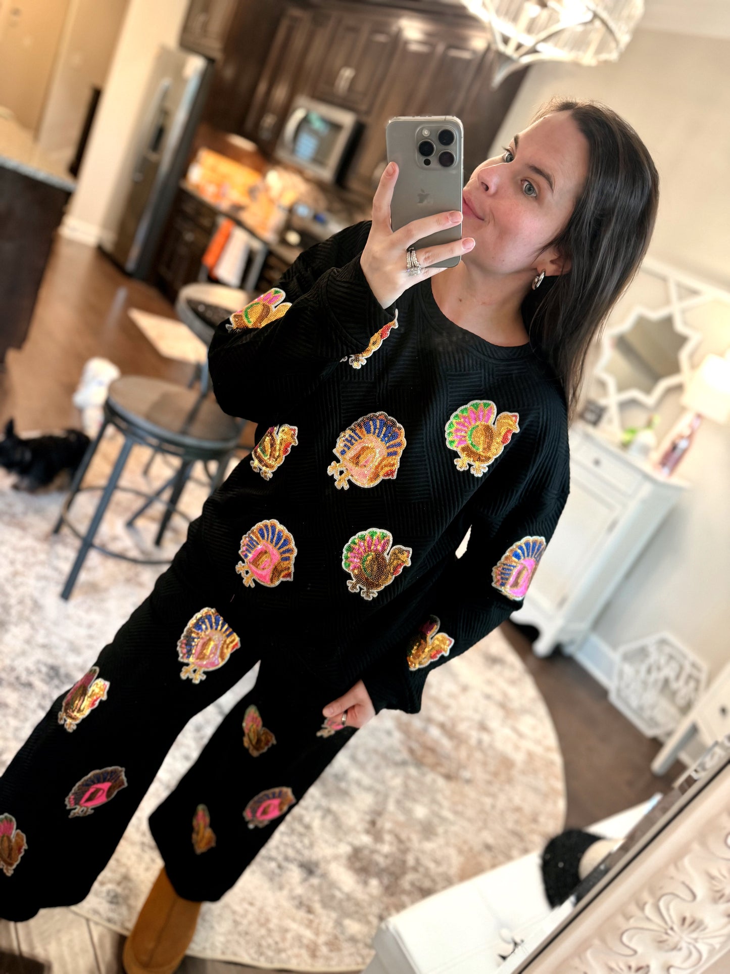 Black Sequin Turkey Set