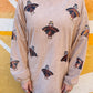 Beige Sequin Turkey Corded Crew