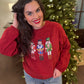 Crimson Sequin Nutcracker Corded Crew