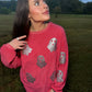 Blush Pink Glitter Ghost Corded Crew