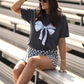 **SALE** RTS Heather Charcoal Game Day Bow Tee
