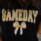 Gold Game Day Gingham Bow Tee