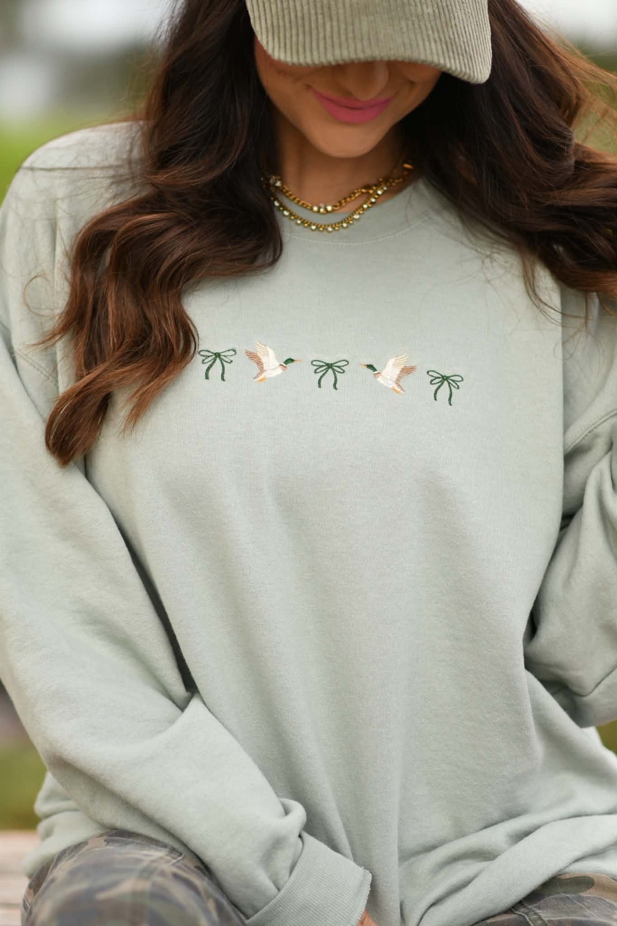 Ducks and Bows Embroidered Sweatshirt