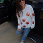 Bow Pumpkin Sequin Corded Crew
