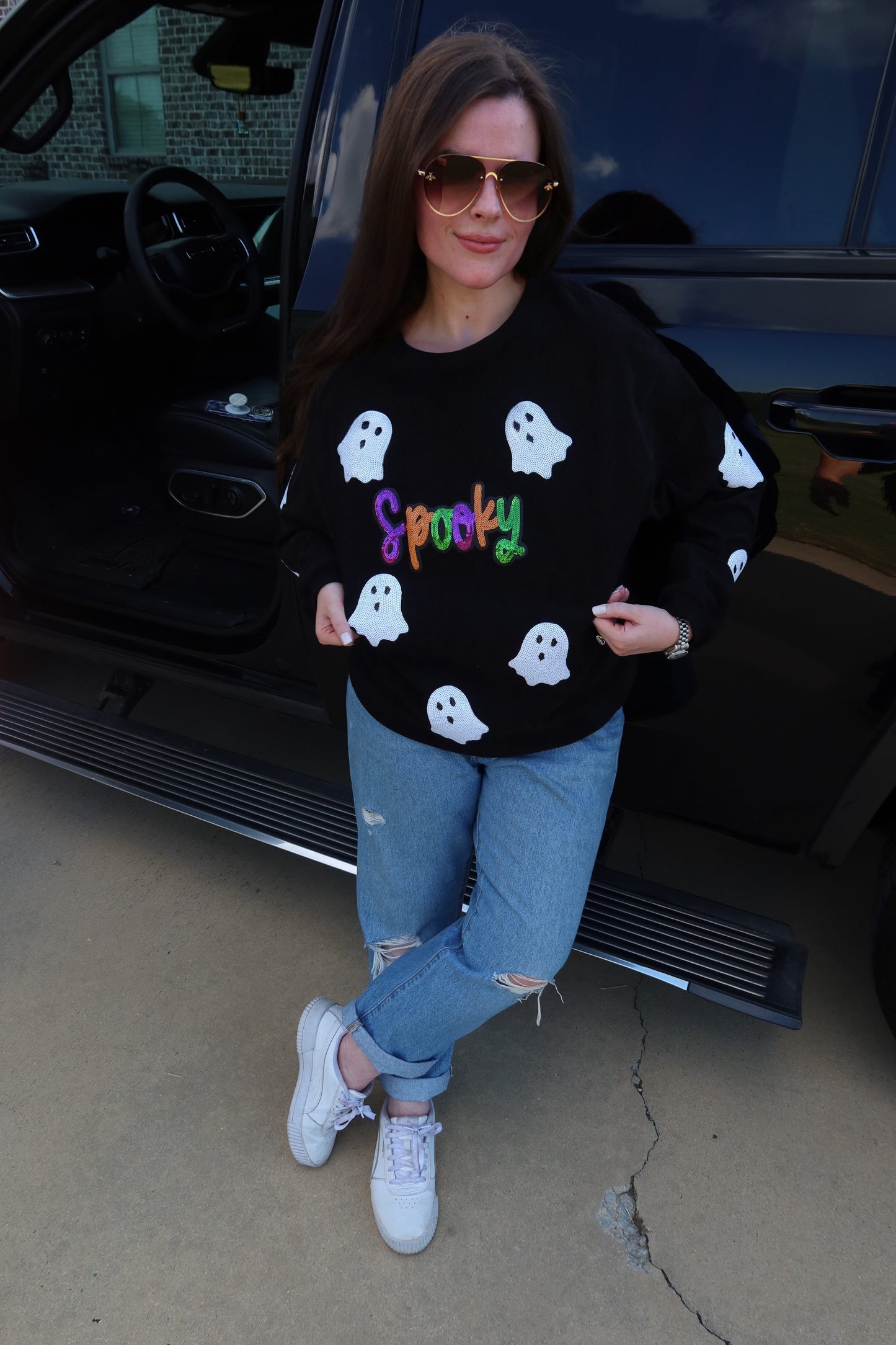 Spooky Sequin Corded Crew