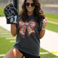 Faux Glitter Bow Football Tee