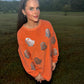 Orange Glitter Ghost Corded Crew
