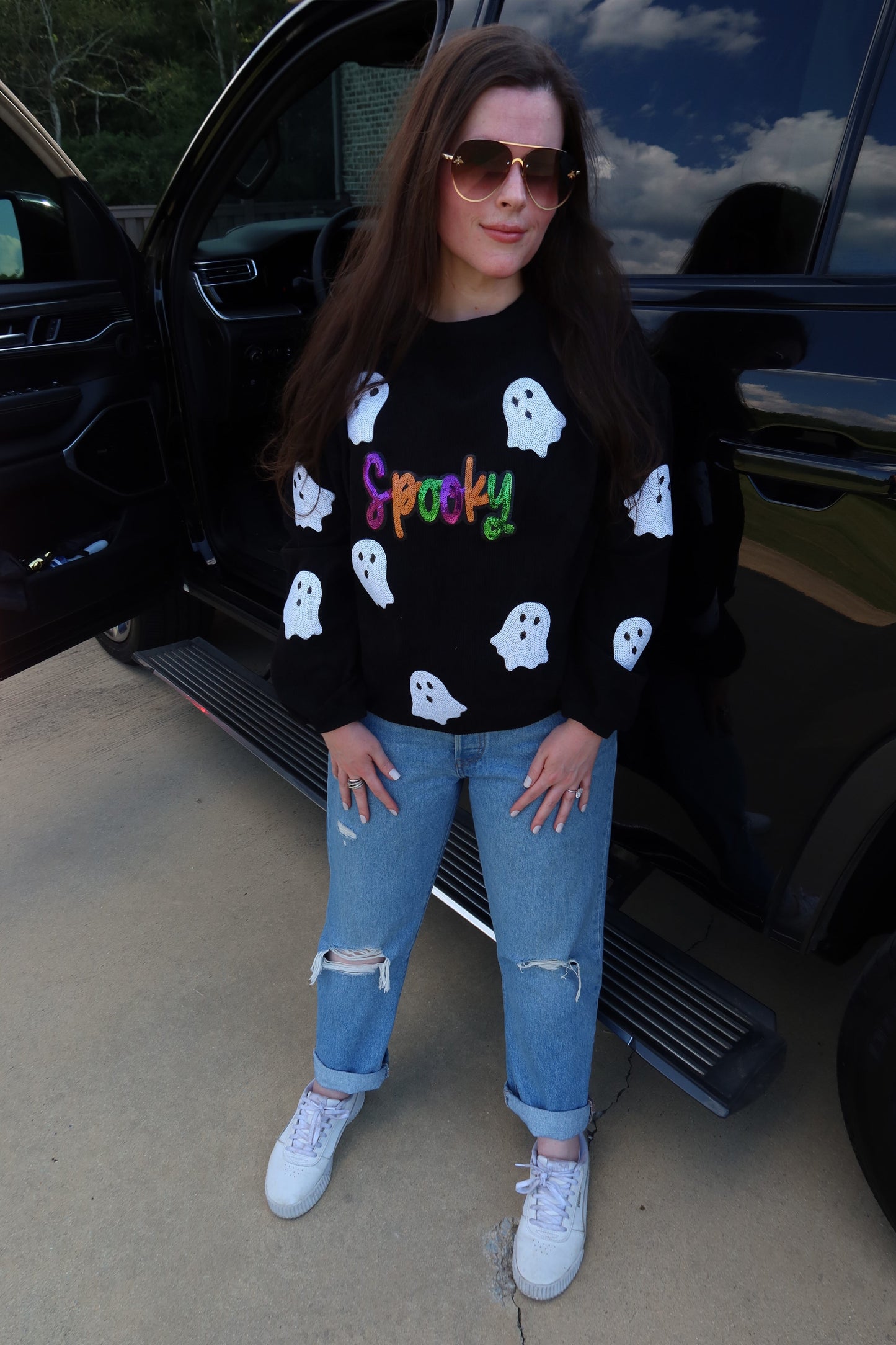 Spooky Sequin Corded Crew