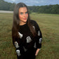 Black Glitter Ghost Corded Crew