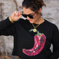 Disco Chili Pepper Cropped Sweatshirt