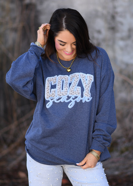 Cozy Season Faux Yarn Leopard Sweatshirt