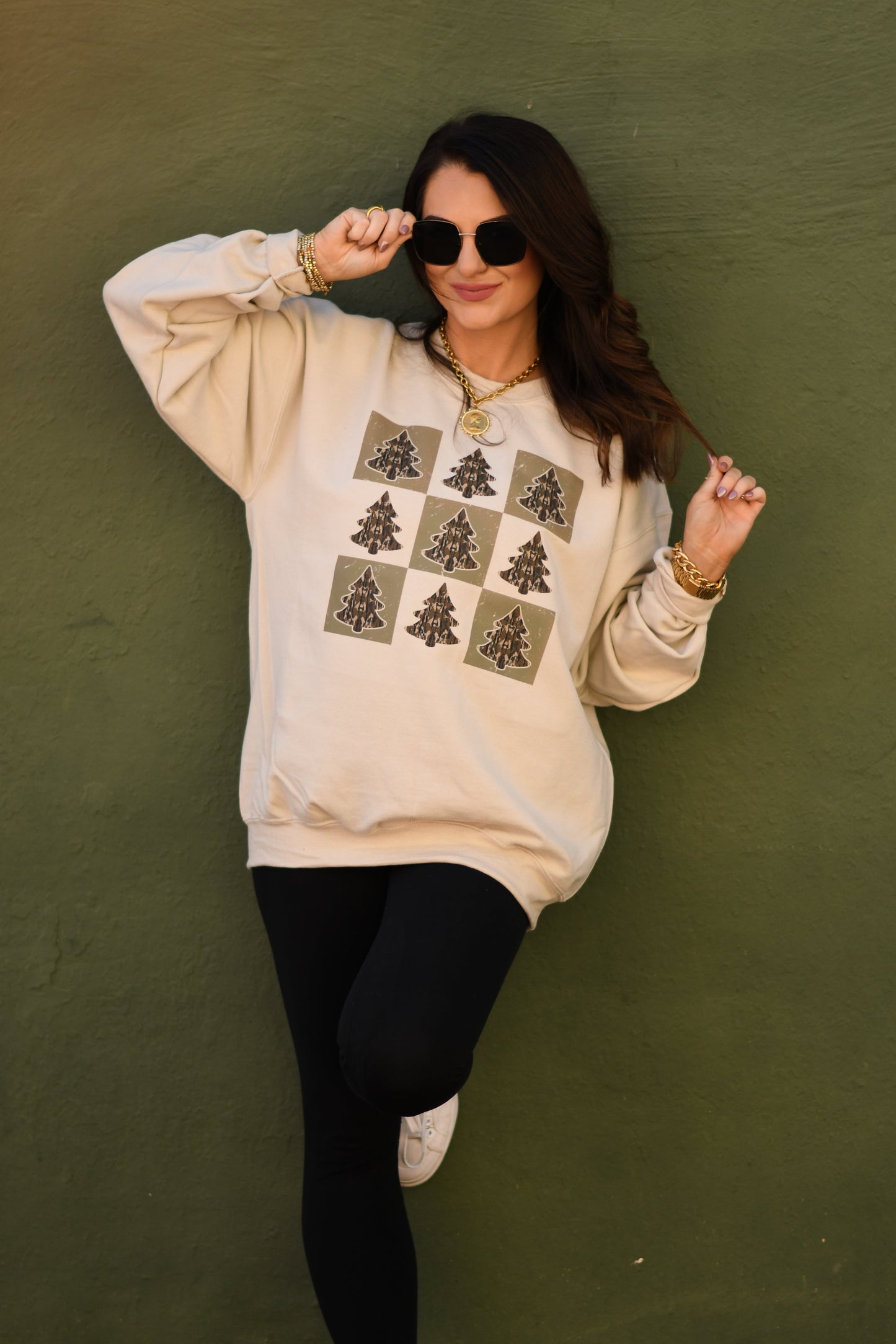 Checkered Camo Christmas Trees Tee / Sweatshirt