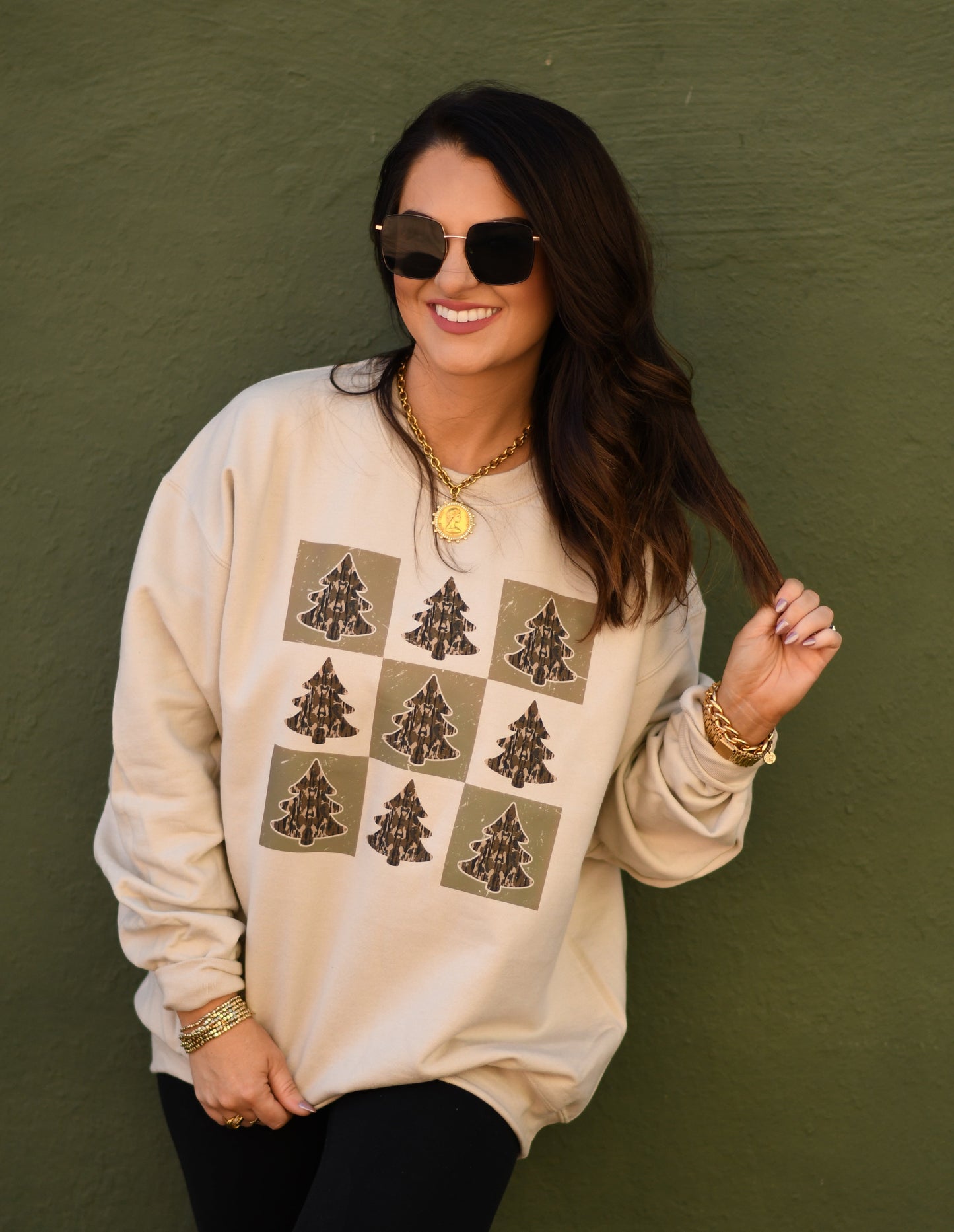 Checkered Camo Christmas Trees Tee / Sweatshirt
