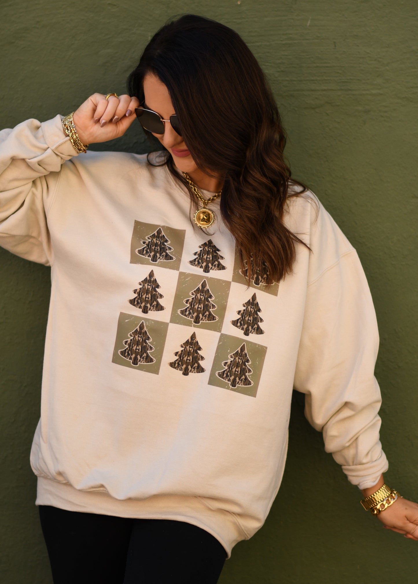 Checkered Camo Christmas Trees Tee / Sweatshirt