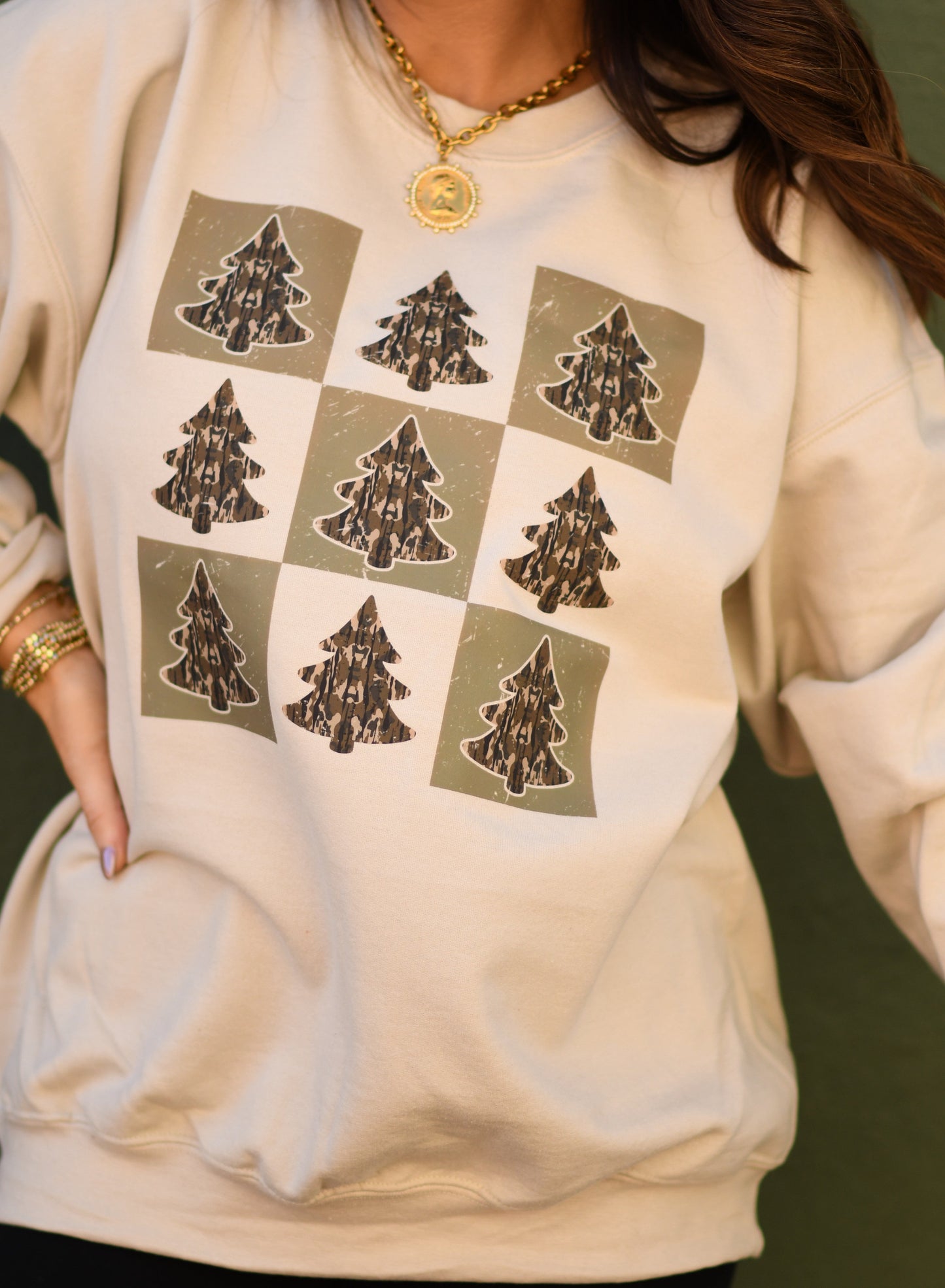 Checkered Camo Christmas Trees Tee / Sweatshirt