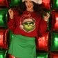 Winking Faux Sparkle Grinch Sweatshirt