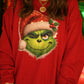 Winking Faux Sparkle Grinch Sweatshirt