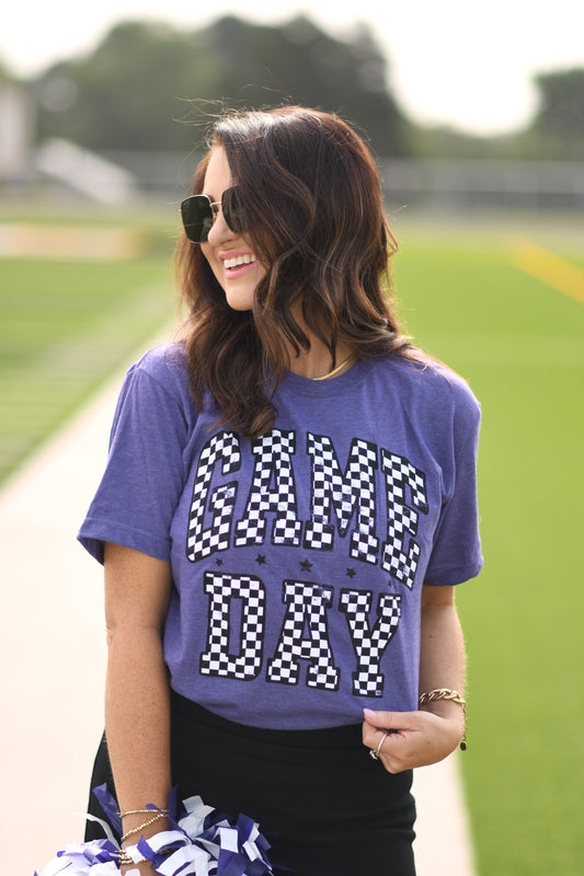 *SALE* RTS Purple Checkered Game Day Tee
