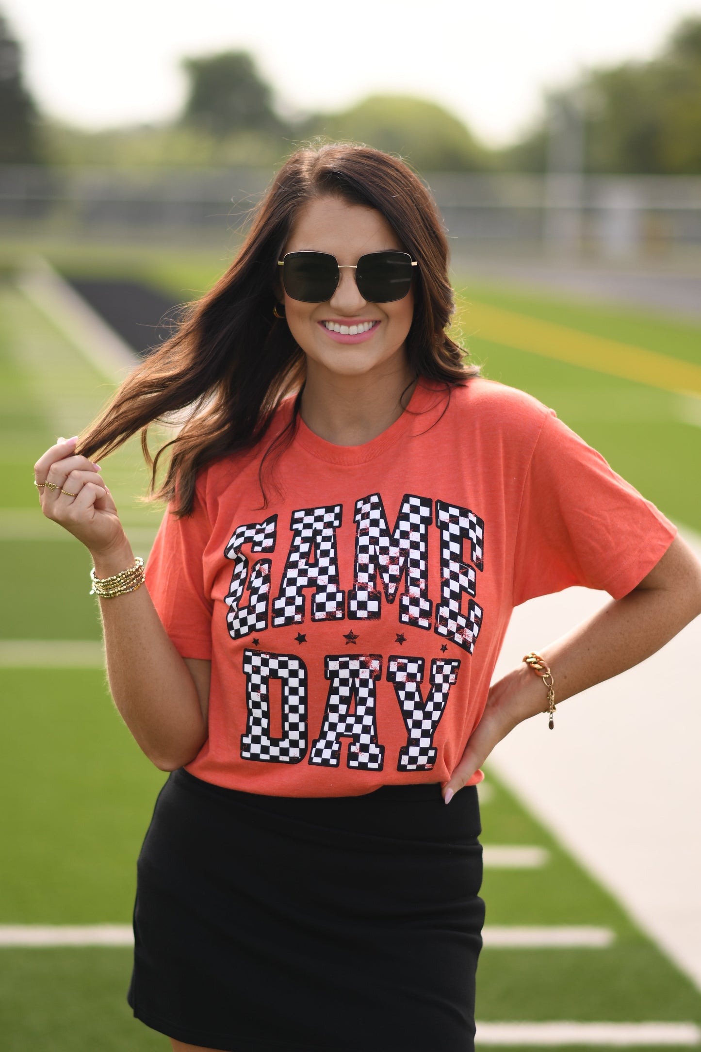 *SALE* RTS Orange Checkered Game Day Tee