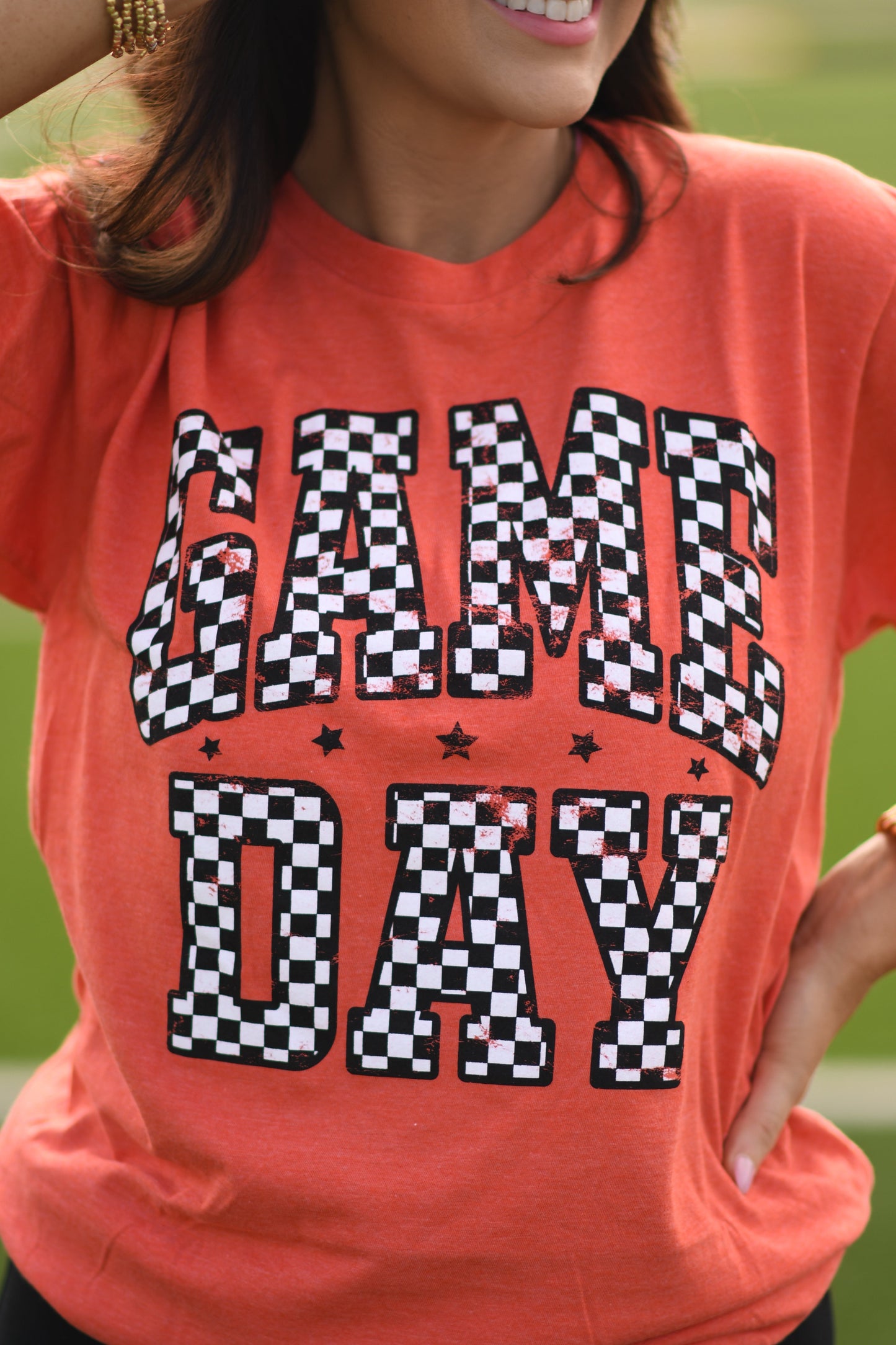 *SALE* RTS Orange Checkered Game Day Tee