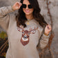 Faux Rhinestone Deer Sweatshirt