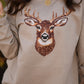 Faux Rhinestone Deer Sweatshirt