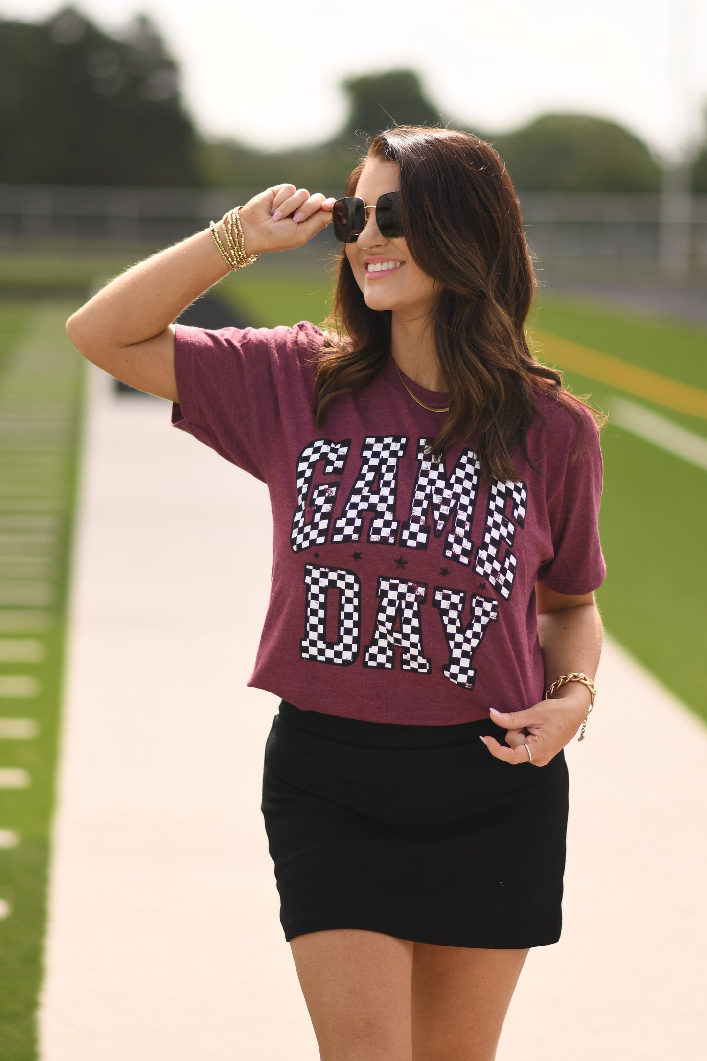 *SALE* RTS Maroon Checkered Game Day Tee
