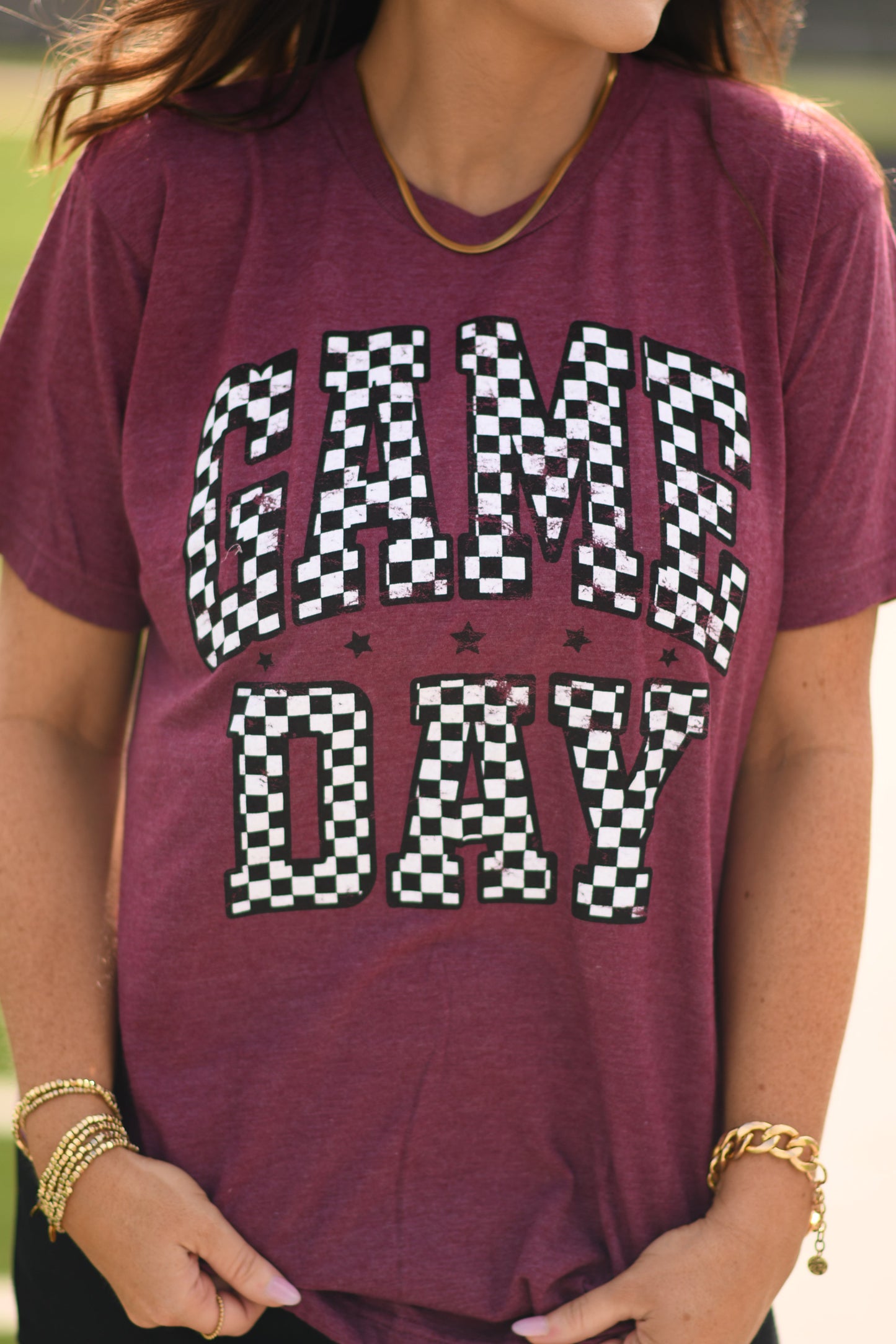 *SALE* RTS Maroon Checkered Game Day Tee