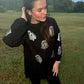 Black Glitter Ghost Corded Crew