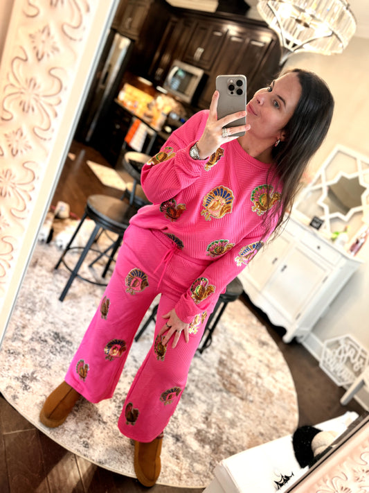 Pink Sequin Turkey Set