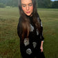 Black Glitter Ghost Corded Crew