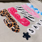 Jesus Saves Graphic Sweatshirt | Christian Crewneck | Leopard Zebra Pink Polka Dot Jesus Sweater