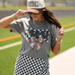 Football Mama Checkered Bow Tee