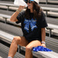 Blue Faux Glitter Football Tee