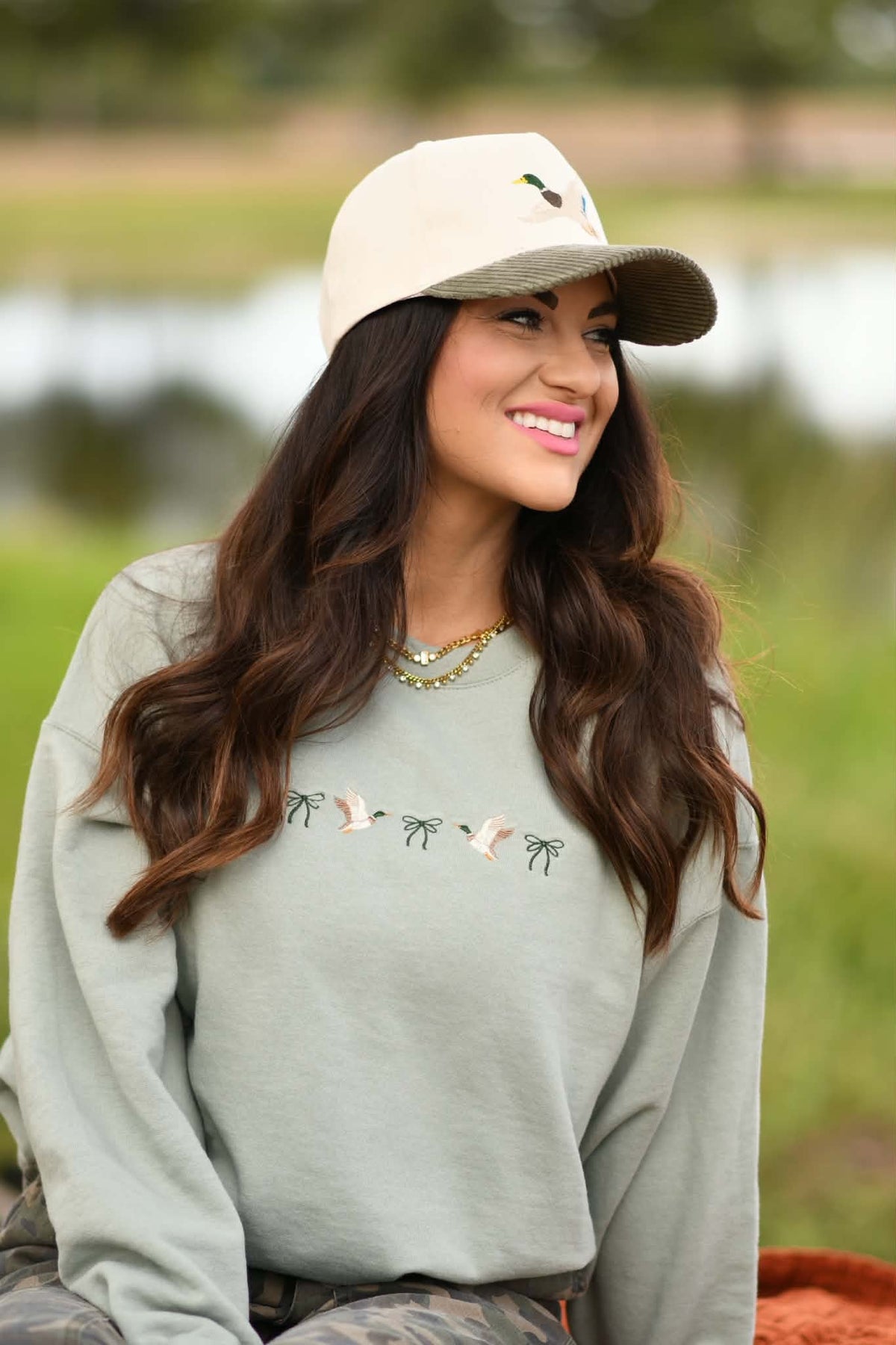 Ducks and Bows Embroidered Sweatshirt