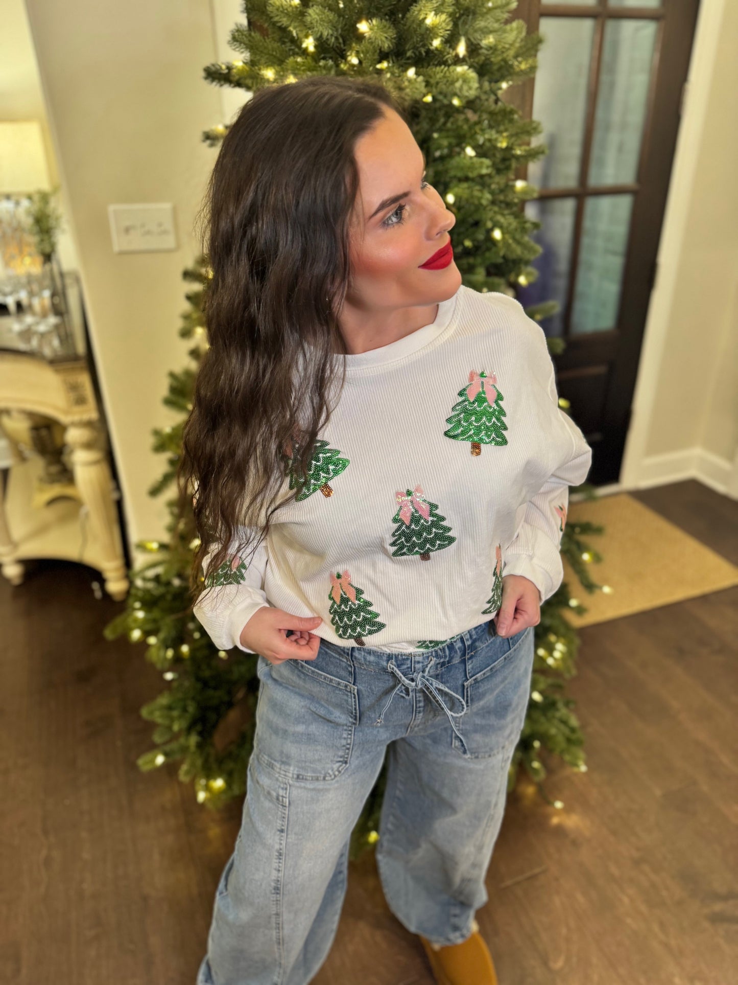 Sequin Trees + Bow Corded Crews