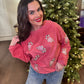 Pink Candy Cane Sequin Corded Crew