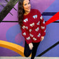 Preorder Red/Silver Sequin Bow Corded Crew