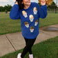 (MULTI COLOR) Sequin Basketball Corded Crews
