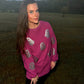 Magenta Glitter Ghost Corded Crew