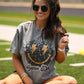 Game Day Smiley Faux Glitter Tee
