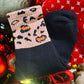 RTS Black Solid Leopard Winter Socks