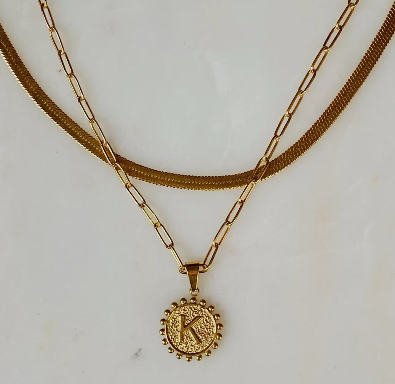 Double Chain Initial Necklace