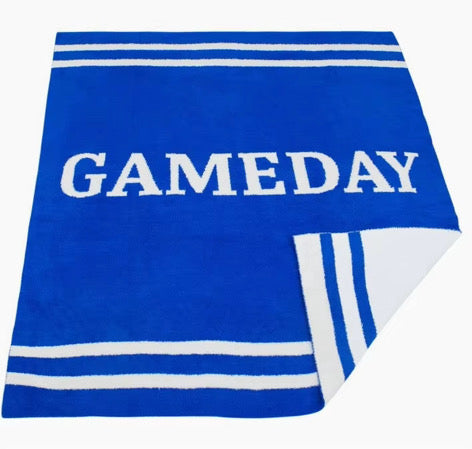Blue Gameday Striped Blanket